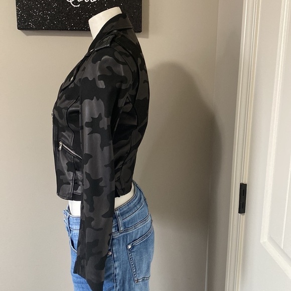 Generation Love Spencer Black Camo Lamb Skin Leather Jacket Pockets Sz XS NEW - Picture 6 of 14